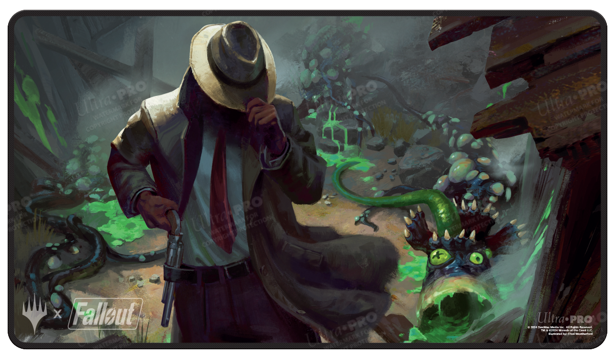 Fallout Mysterious Stranger Black Stitched Standard Gaming Playmat for Magic: The Gathering| Ultra PRO International MTG PRO Shop Fallout Mysterious Stranger Black Stitched Standard Gaming Playmat for Magic: The Gathering| Ultra PRO International MTG PRO Shop