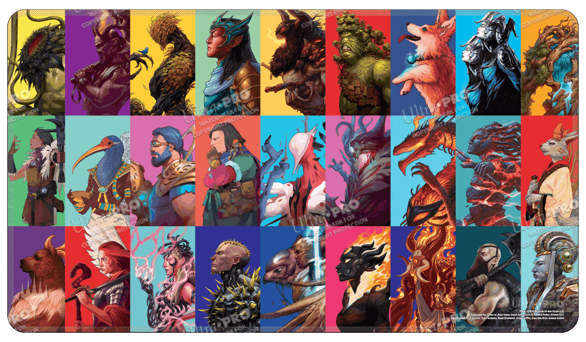 mtg card art playmats Modern Horizons 3 Pop Art Medley Stitched Standard Gaming Playmat for Magic: The Gathering