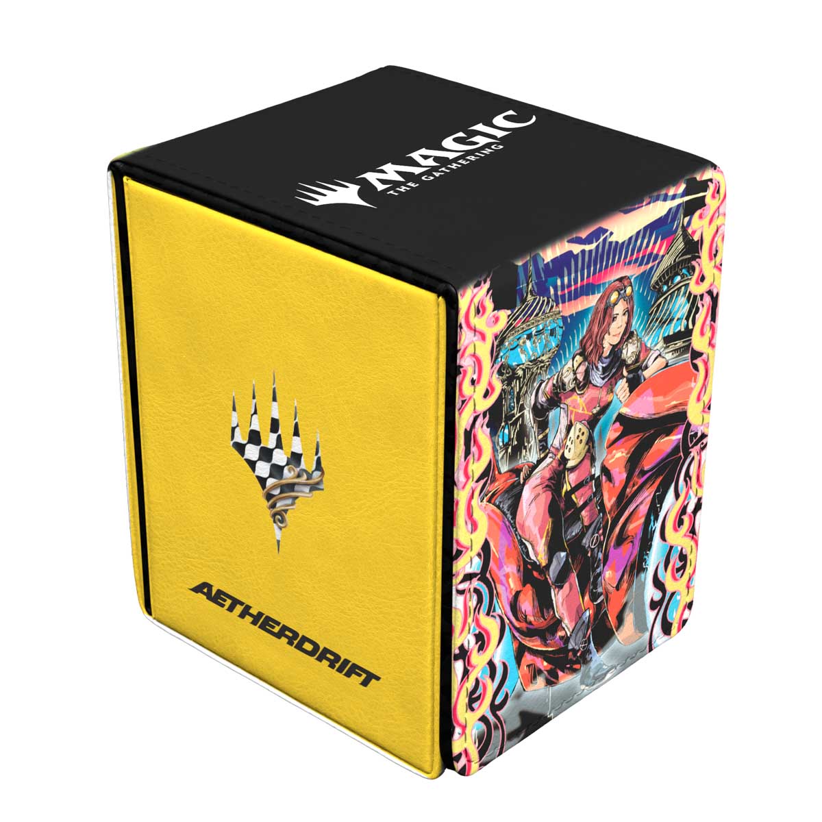 Aetherdrift Chandra, Spark Hunter Alcove Flip Deck Box for Magic: The Gathering Angle