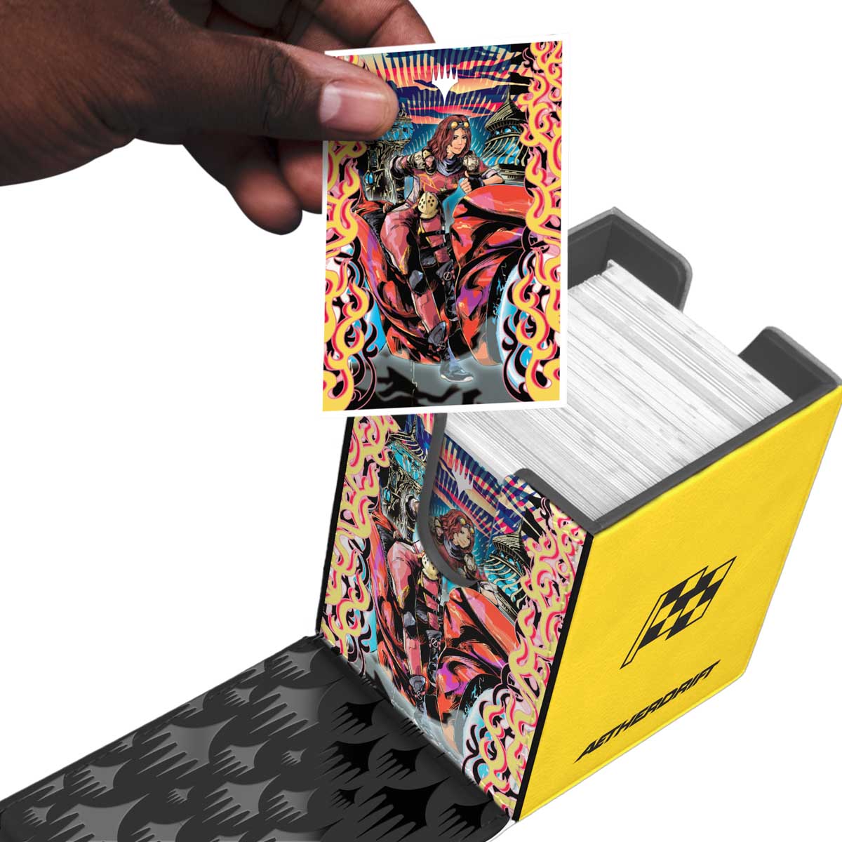Aetherdrift Chandra, Spark Hunter Alcove Flip Deck Box for Magic: The Gathering Hand