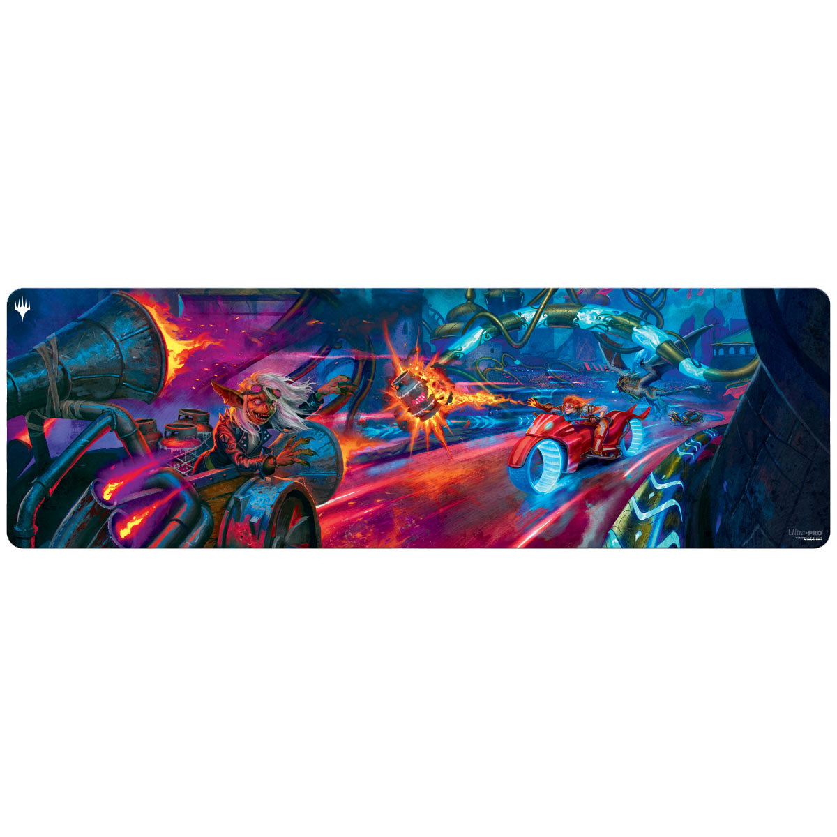 Aetherdrift Goblin vs Chandra Attack 8ft Table Playmat for Magic: The Gathering Front