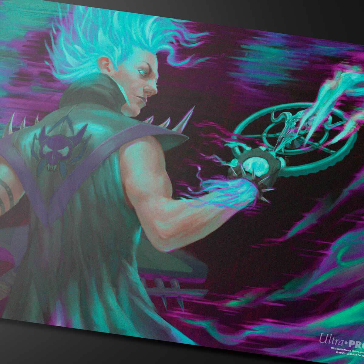 mtg card art playmats Aetherdrift Winter, Cursed Rider Playmat for Magic: The Gathering