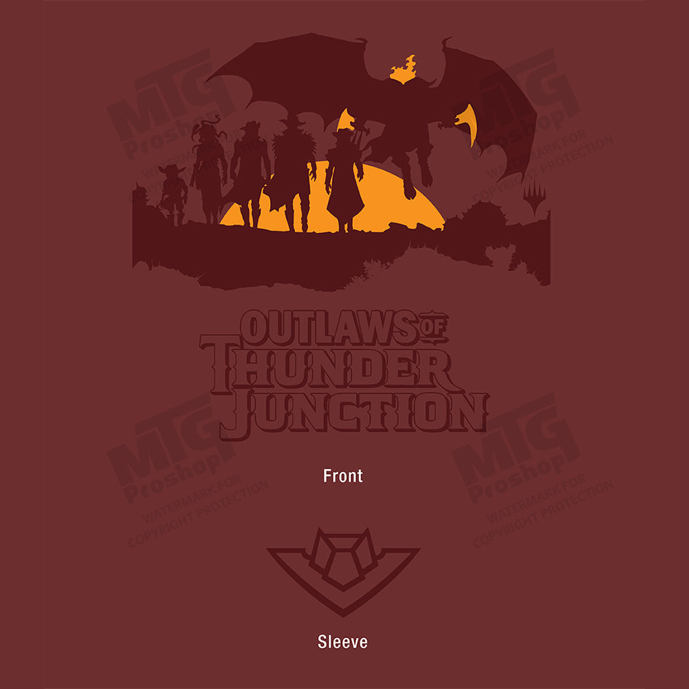 Magic: The Gathering Outlaws of Thunder Junction Printed Graphic T-shirt - Sunset Silhouette / Set Symbol Art