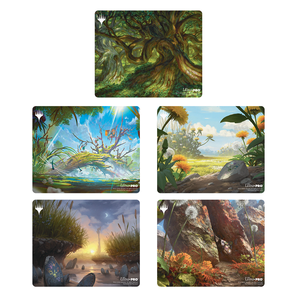 Bloomburrow Basic Lands Mousepads Featuring Forest, Islands, Plains, Swamp, Mountain for Magic: The Gathering