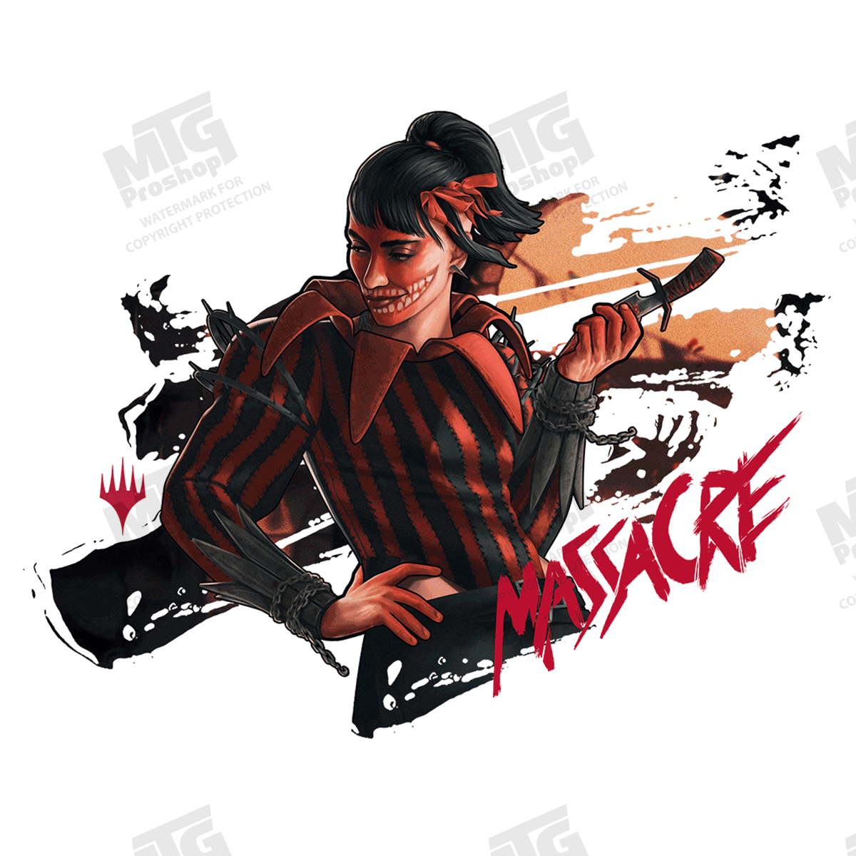 Murders at Karlov Manor Massacre Girl, Known Killer Showcase T-Shirt for Magic: The Gathering Art