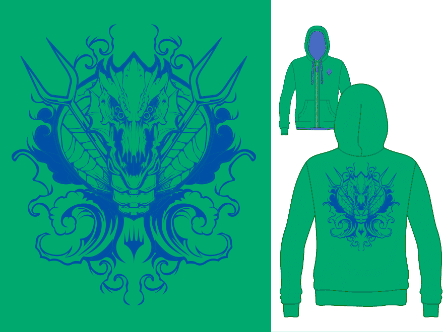Two-Tone Green/Blue Custom Magic: The Gathering Hoodie - MTG Pro Shop