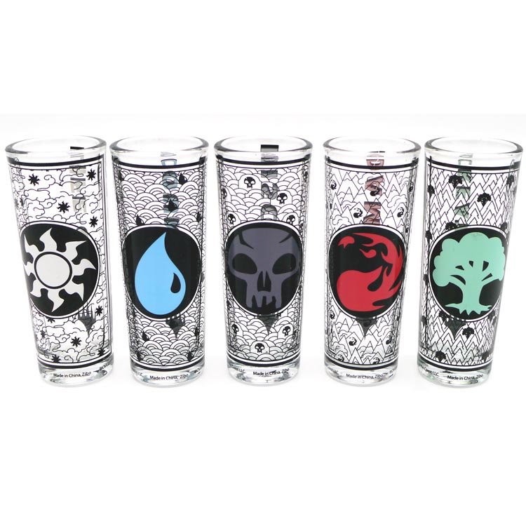 WUBRG Basic Mana Symbol Shot Glasses for Magic: The Gathering