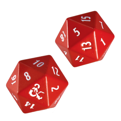 Heavy Metal Red and White D20 Dice Set (2ct) for Dungeons & Dragons | Ultra PRO International
