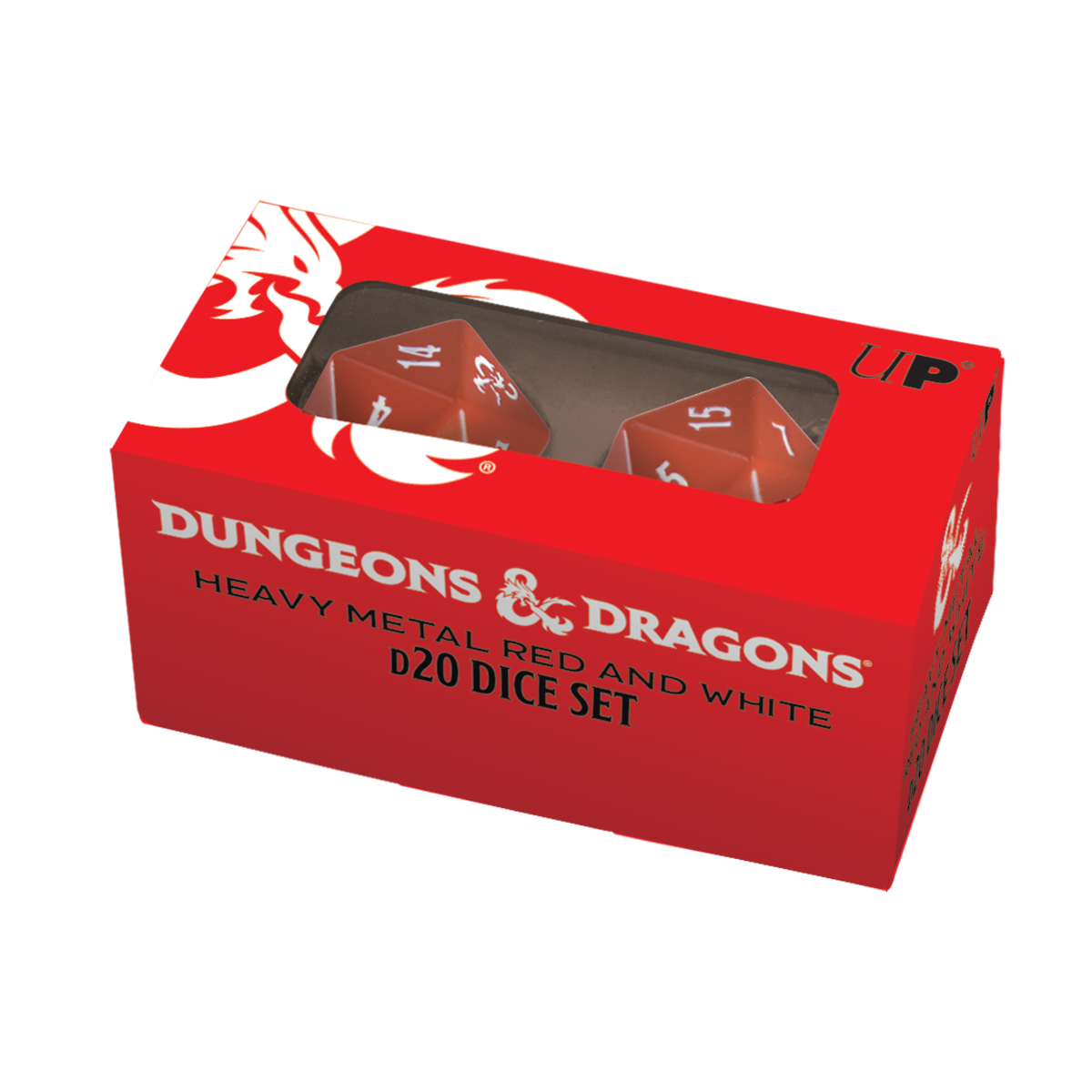 Heavy Metal Red and White D20 Dice Set (2ct) for Dungeons & Dragons | Ultra PRO International