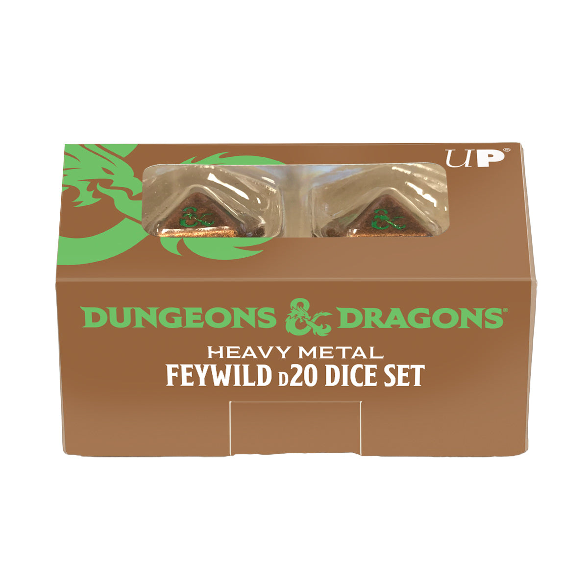 Heavy Metal Feywild Copper and Green D20 Dice Set (2ct) for Dungeons & Dragons | Ultra PRO International