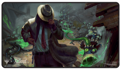 Fallout® Mysterious Stranger Black Stitched Standard Gaming Playmat for Magic: The Gathering | Ultra PRO International