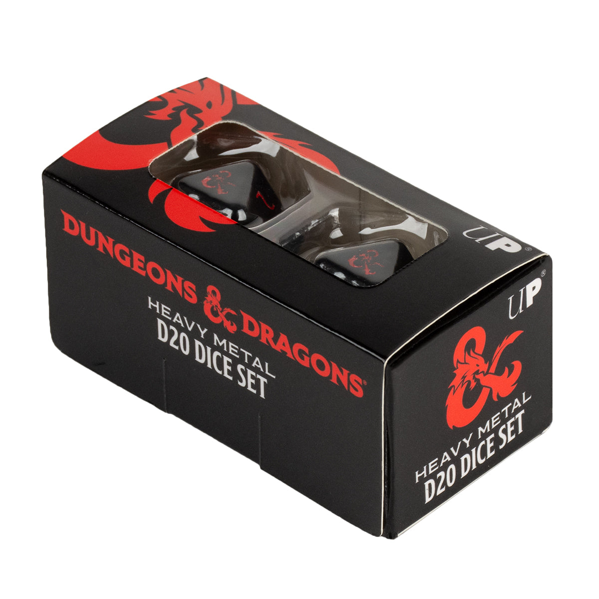 Heavy Metal Black and Red D20 Dice Set (2ct) for Dungeons & Dragons | Ultra PRO International
