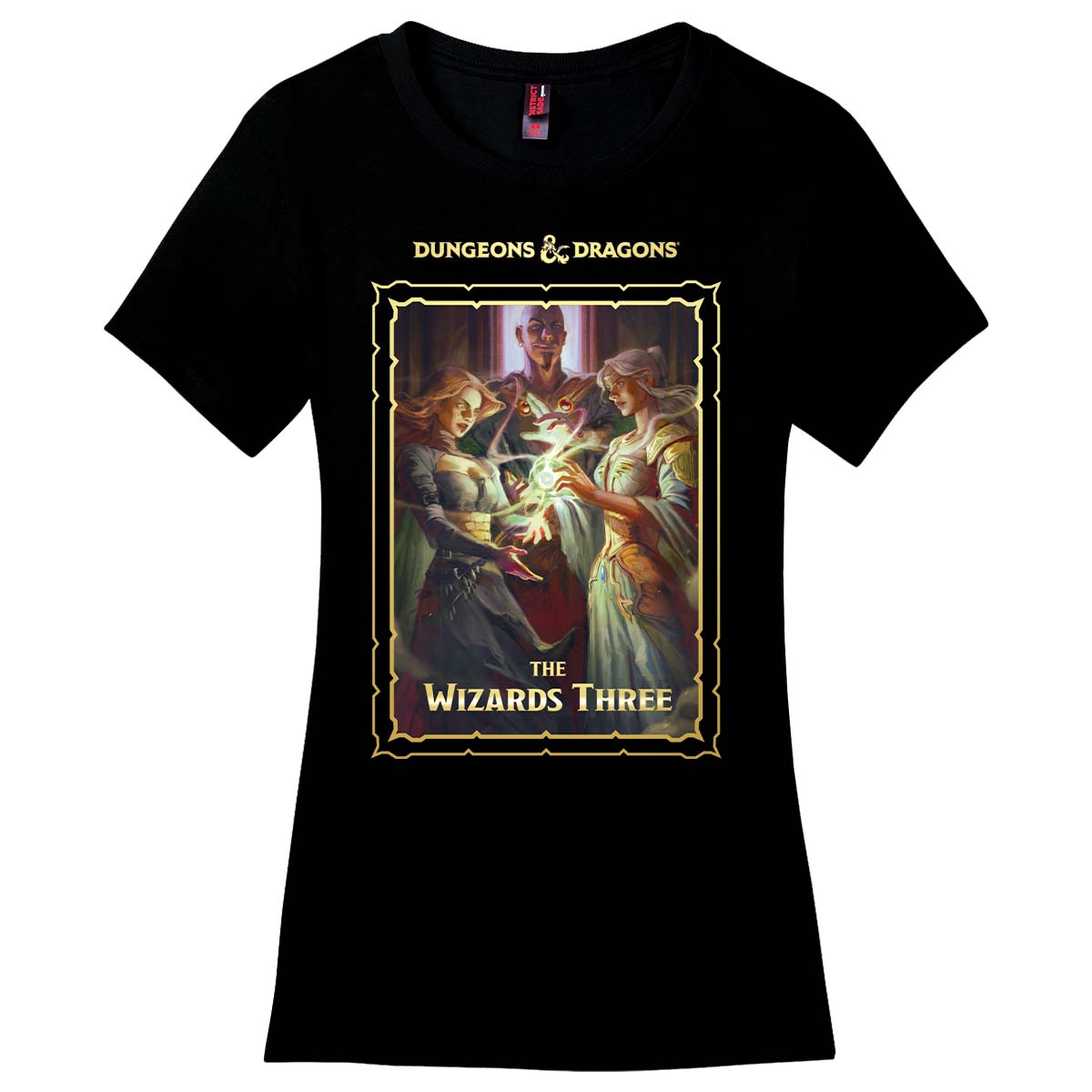 Vecna: Eve of Ruin Wizards Three Printed Graphic Tee in Black for Dungeons & Dragons Women's Front | Ultra PRO International