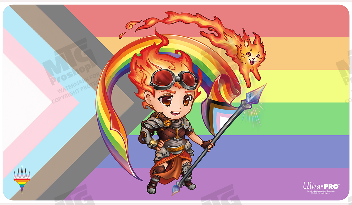 Pride 2024 Chandra and Embercat Playmat for Magic: The Gathering