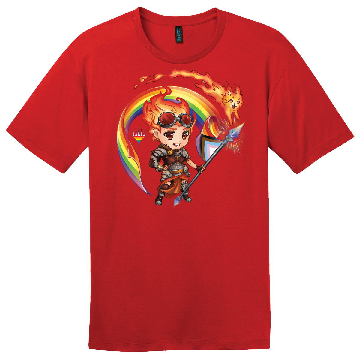 Pride 2024 Chandra and Embercat T-shirt Magic: The Gathering Fiery Red