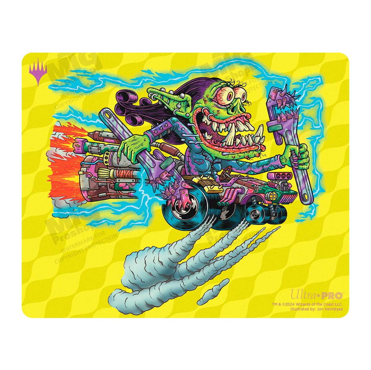 Aetherdrift Printed Mousepad - Racer Creature Burnout Bashtronaut for Magic: The Gathering Art