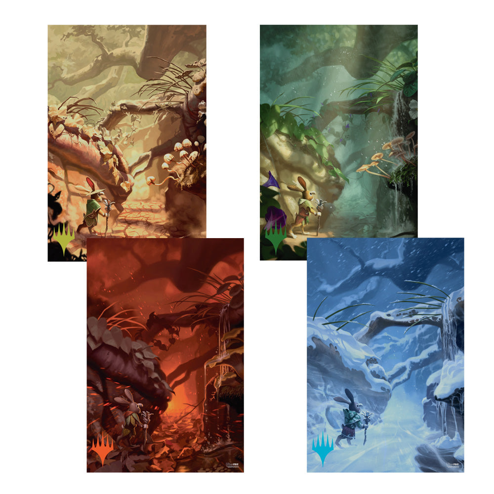 Bloomburrow Forest (Four Seasons) Poster featuring Spring, Summer, Autumn, Winter for Magic: The Gathering