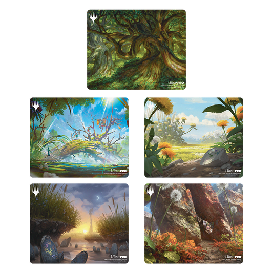 Bloomburrow Basic Lands Mousepads Featuring Forest, Islands, Plains, Swamp, Mountain  for Magic: The Gathering