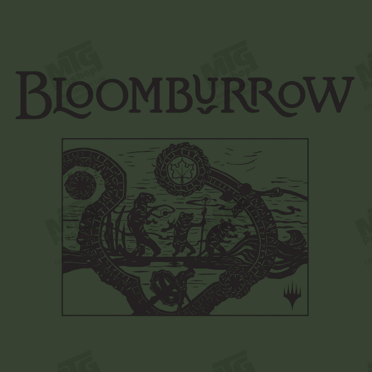 Bloomburrow Set Symbol Printed Graphic Tee in Thyme Green for Magic: The Gathering - Front Art