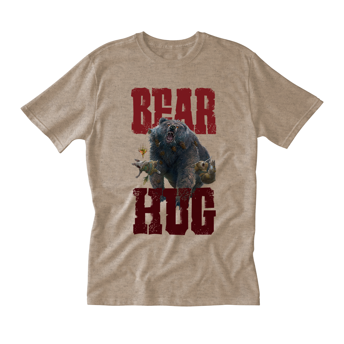 Bloomburrow Bear Hug! Lumra Printed Graphic T-Shirt in Heather Latte for Magic: The Gathering - Men's Fit