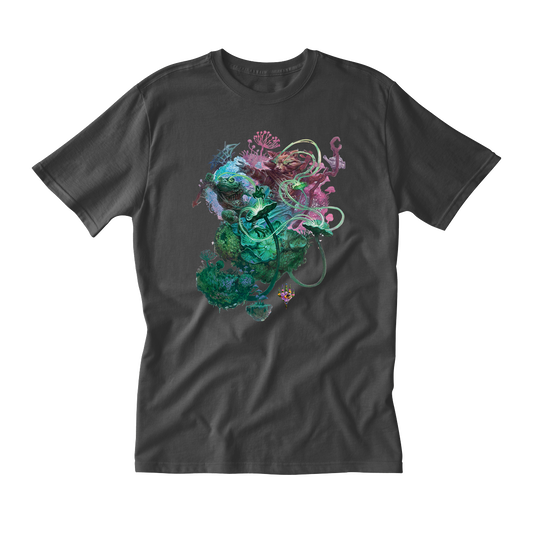 Bloomburrow Sylvan Tutor Printed Graphic T-Shirt in Charcoal Grey for Magic: The Gathering