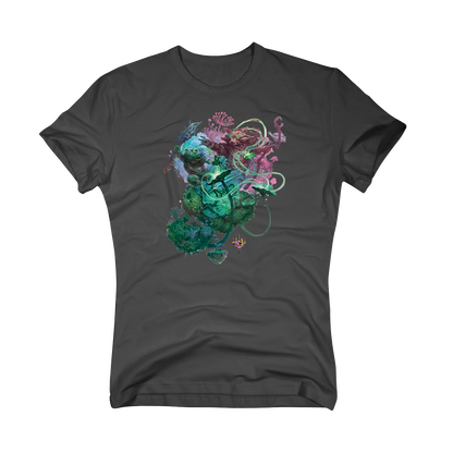 Bloomburrow Sylvan Tutor Printed Graphic T-Shirt in Charcoal Grey for Magic: The Gathering Womens Fit Front