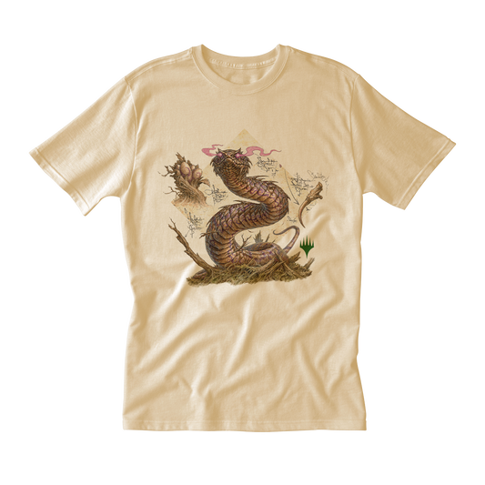 Bloomburrow Elemental Spirit: Rottenmouth Viper Printed Graphic T-Shirt in Cream for Magic: The Gathering