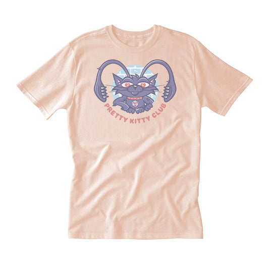 “Pretty Kitty Club” Displacer Beast Printed Tee in Rosewater Pink for Dungeons & Dragons