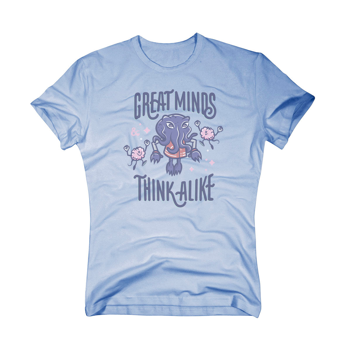 “Great Minds Think Alike” Mind Flayer Printed Tee in Ice Blue for Dungeons & Dragons Women's Fit