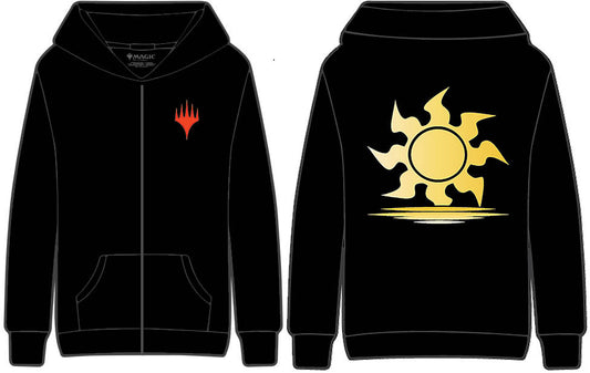 White Stylized Mana Symbol Light Weight Hoodie for Magic: The Gathering
